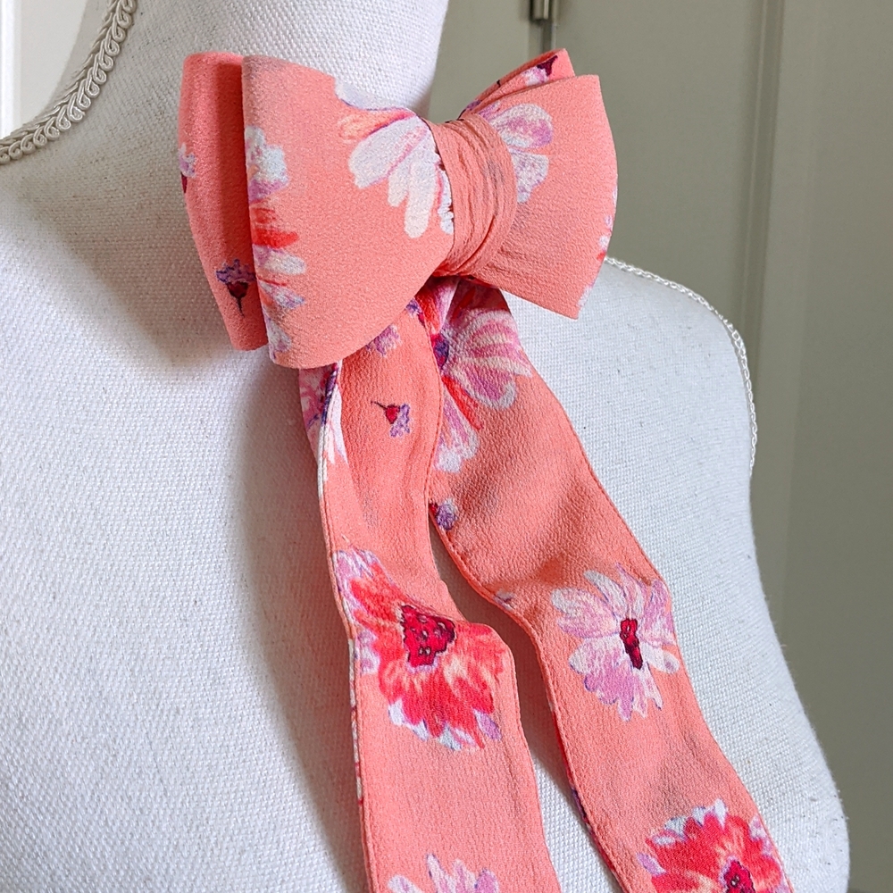 LoveShackFancy Lorna Floral Bow Barrette Hair Accessorie Coral Blaze - Picture 6 of 15
